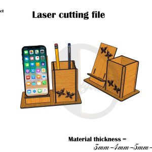 Laser Cut Phone stand with Pen holder 3mm,4mm,5mm,6mm