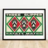 Three Slippers – Matchbox Print – Aesthetic Wall Art – Vintage Swedish Art – Matchbox Wall Poster – Vintage Poster Print