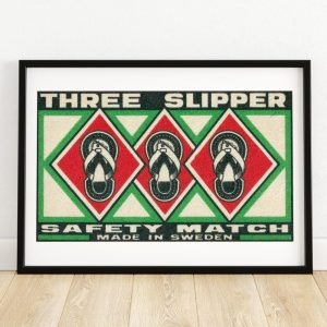 Three Slippers – Matchbox Print – Aesthetic Wall Art – Vintage Swedish Art – Matchbox Wall Poster – Vintage Poster Print