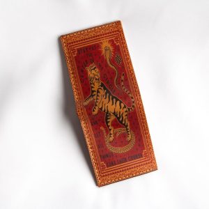Handmade Leather Wallet – Tiger Design – Unique Gift for Him – Elegant Travel Wallet – Personalized Leather Accessories