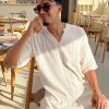 Summer Linen Set Men – Casual Two Piece Outfit – Short Sleeve Shirt and Shorts – Breathable Linen Clothing – Vacation Outfit for Men