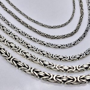 Silver chain necklace, Square byzantine chain, Gift for him, 925 sterling solid silver, Oxidized bracelet, King chain, Chain for men