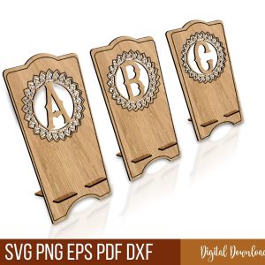 26 Letter Phone Holder Laser Cut Svg Files, Phone Stand Laser Cutting File, Desk Organiser Laser, Adjustable Angle, Easy Assembly Display.