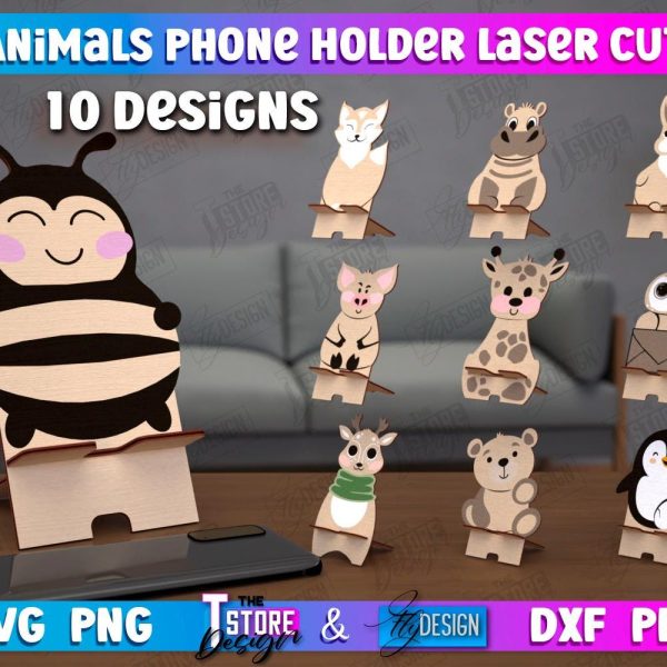 3d animals phone holder lasercut bundle, phone stand laser cut svg, cell phone stand bundle, animals laser cut, 3d laser cut, home decor svg