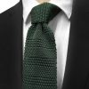 Handmade Green Knit Tie – Stylish Slim Men’s Necktie for Formal & Casual Outfits – Elegant and Modern Design – Dark Green Knit Tie for Men