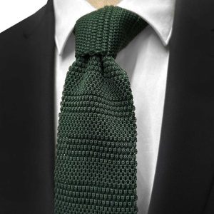 Handmade Green Knit Tie – Stylish Slim Men’s Necktie for Formal & Casual Outfits – Elegant and Modern Design – Dark Green Knit Tie for Men