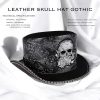 Gothic Skull Leather Hat, Handmade Steampunk Top Hat, Festival & Cosplay Accessory, Rock Punk Halloween Costume, Unique Gift