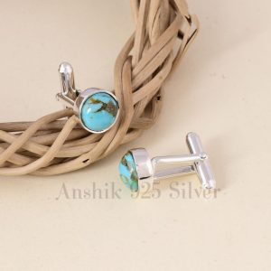Natural Turquoise Cufflinks/ 925 Sterling Silver Cufflinks/ Lapis Lazuli Cufflinks/ Handmade Men’s Gemstone Jewelry/ Perfect Gift for Him.