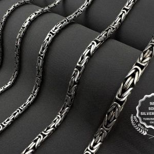Silver chain necklace, Round byzantine chain, Gift for him, 925 sterling solid silver, Oxidized bracelet, King chain, Chain for men