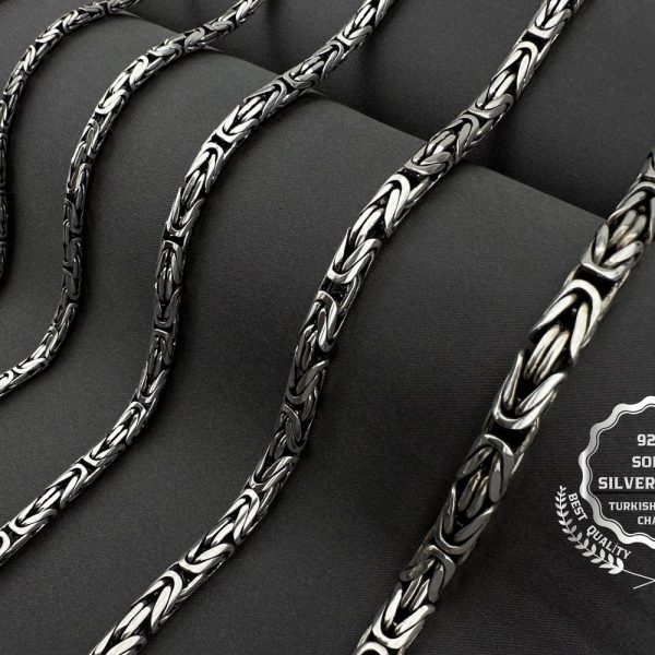Silver chain necklace, Round byzantine chain, Gift for him, 925 sterling solid silver, Oxidized bracelet, King chain, Chain for men