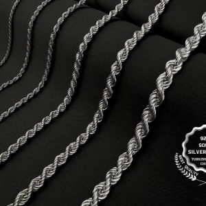 Rope silver chain, 925 sterling solid silver, Women’s minimalist necklace, Gift for her, Elegant silver chain, Twist chain necklace