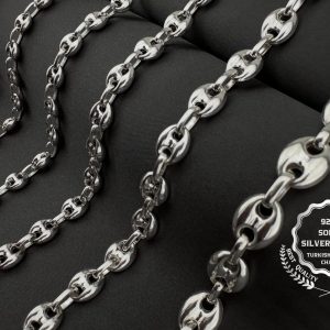 Handmade Solid 925 sterling silver, Silver jewelry, Puffy Anchor Mariner Chain, Unisex necklace, Men’s bracelet, Hollow Silver, Gift for her