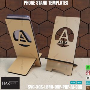 Laser Cut Alphabet Phone Stand – DIY Wood Phone Display,Wooden Phone Holder Vector,Custom Letter Phone Stand – Laser Cut SVG Templates 404