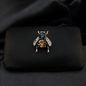 Handmade Men’s Beetle Brooch – Teal Gemstone & Gold-Tone Brass Insect Jewelry, Vintage-Style Beetle Lapel Pin for Suits, Wedding Accessory