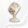 Small Desk clock, Cube clock, Gray pomegranates, Table clock, White Ceramic bird clock, Gift under 50