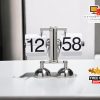 Natural Agate Desk Clock with Gold Roman Numerals – Handcrafted Crystal Timepiece with Wooden Base