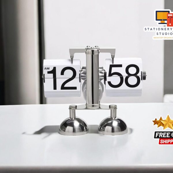 Vintage Inspired Clock | Auto Time-Flip Display | Stylish Desk Timepiece | Classic Table Decor | Home and Workspace Gift