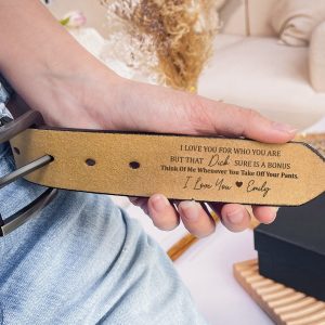 Funny Handmade Belt Gift For Husband, Custom Engraved Leather Belt Grooms Men, Fathers Day Gift, Genuine Leather, Anniversary Gift