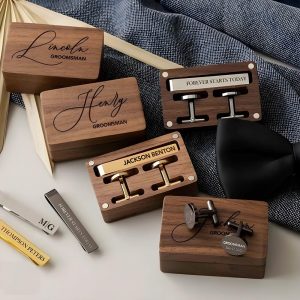 Personalised Cufflinks | Ships Same Day | Groomsman Wedding Cufflinks for Men Dad Husband Groom Cufflinks Set Custom Round Cufflinks
