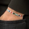 925 Sterling Silver Men’s Bracelet with Mixed Natural Stones, Colorful Beaded Bracelet, Handmade Jewelry, Gift for Him
