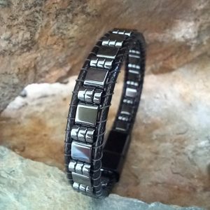 Hematite Stone Bracelet – Men’s Handmade Beaded Bracelet – Adjustable Leather Bracelet – Natural Healing Jewelry – Gift for Him