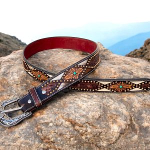 Cowhide Leather Belt for Men, Women Genuine Cowhide Belts Real Hair-on Leather Belt for Cowboys, Cowgirls, Western Buckle Natural Cow Fur