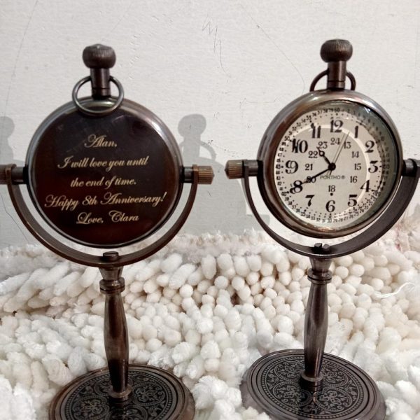 Personalised 8th Anniversary Working Desk Clock | Custom Engraved with Tally Marks for Your Love | Anniversary Gift for Her, Boyfriend