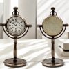 Vintage Brass Table Clock Nautical Antique Pole Stand Victoria Shelf Clock with Stand | Desk Clock | For Bedroom, Office, Study, Living Room