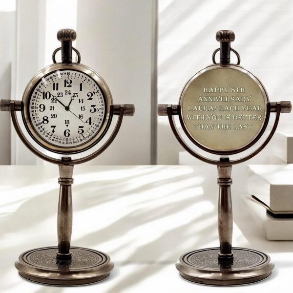 Personalised 8th Anniversary Working Desk Clock | Custom Engraved with Tally Marks for Your Love | Anniversary Gift for Husband & Boyfriend