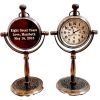 Personalized Brass Desk Clock | Custom Vintage Anniversary Gift | Nautical Table Clock Decor for Him | Steampunk Style Clock